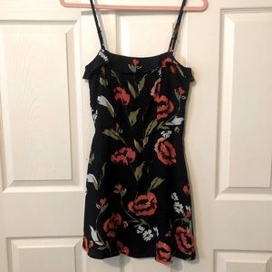 NWT Olivaceous mini black strap dress in floral sm